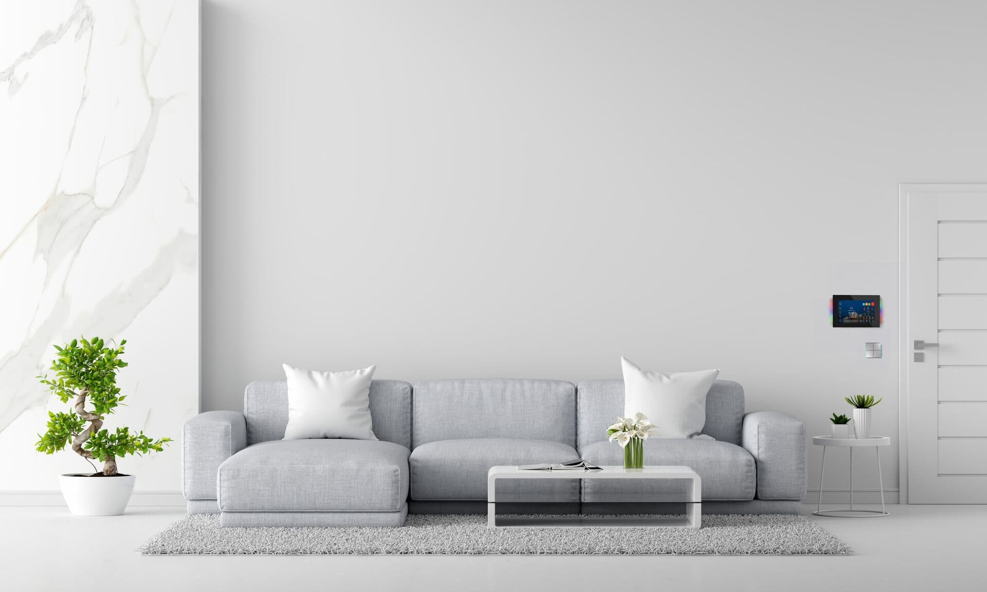 Cozy bedroom with automated curtains and personalized climate control.